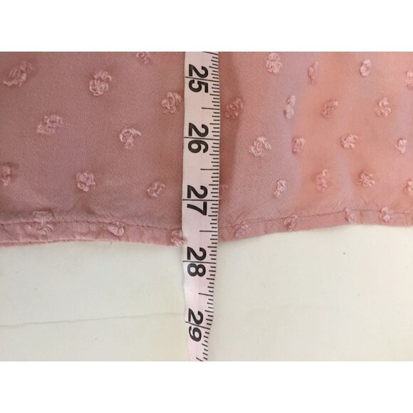 LOFT Blouse Button Down Pink Collar Tie Swiss Dot Size L - Picture 6 of 8